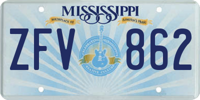 MS license plate ZFV862