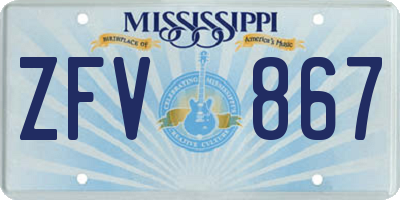 MS license plate ZFV867