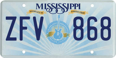 MS license plate ZFV868