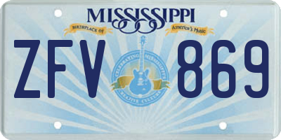 MS license plate ZFV869