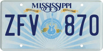 MS license plate ZFV870