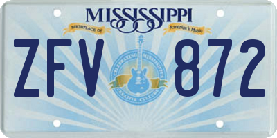 MS license plate ZFV872
