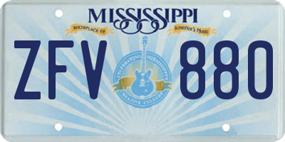 MS license plate ZFV880