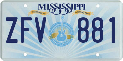 MS license plate ZFV881
