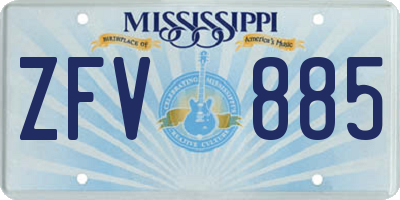 MS license plate ZFV885