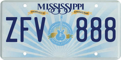 MS license plate ZFV888