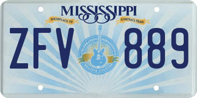 MS license plate ZFV889