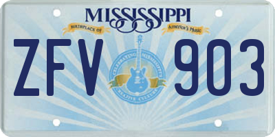MS license plate ZFV903