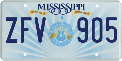 MS license plate ZFV905