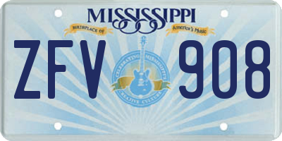 MS license plate ZFV908