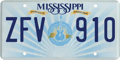 MS license plate ZFV910