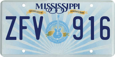 MS license plate ZFV916