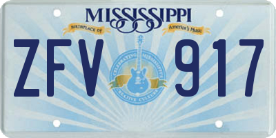 MS license plate ZFV917