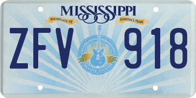 MS license plate ZFV918