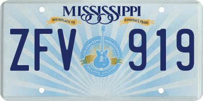 MS license plate ZFV919