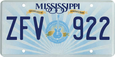 MS license plate ZFV922