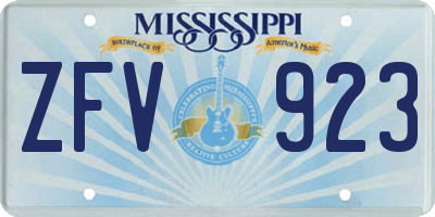 MS license plate ZFV923