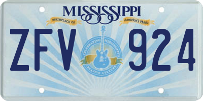 MS license plate ZFV924