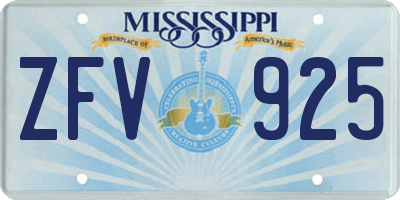 MS license plate ZFV925