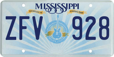 MS license plate ZFV928
