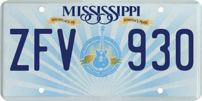 MS license plate ZFV930