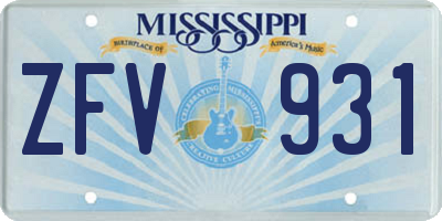 MS license plate ZFV931