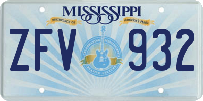MS license plate ZFV932