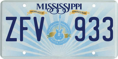 MS license plate ZFV933