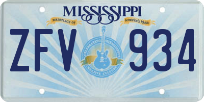MS license plate ZFV934