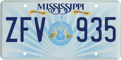 MS license plate ZFV935