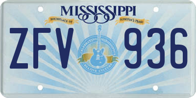MS license plate ZFV936