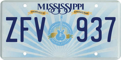 MS license plate ZFV937