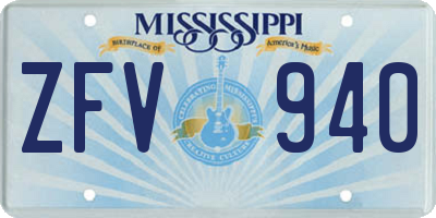 MS license plate ZFV940