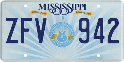 MS license plate ZFV942