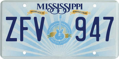 MS license plate ZFV947