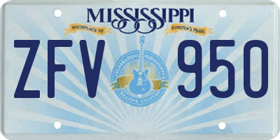 MS license plate ZFV950