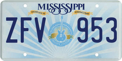 MS license plate ZFV953