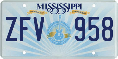 MS license plate ZFV958