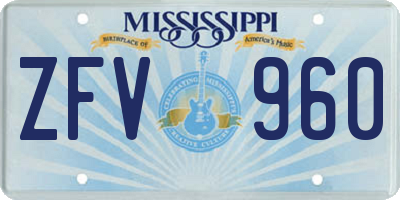 MS license plate ZFV960