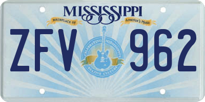 MS license plate ZFV962