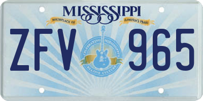 MS license plate ZFV965