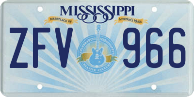 MS license plate ZFV966