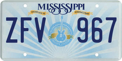 MS license plate ZFV967