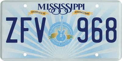 MS license plate ZFV968