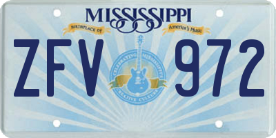MS license plate ZFV972