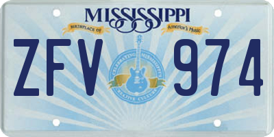 MS license plate ZFV974