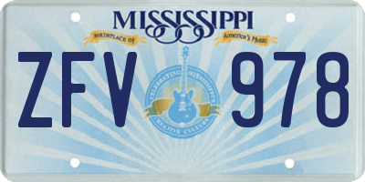 MS license plate ZFV978