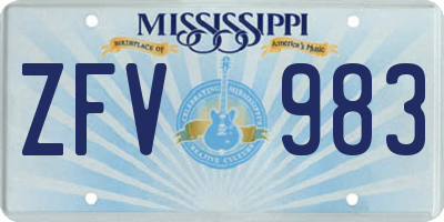 MS license plate ZFV983