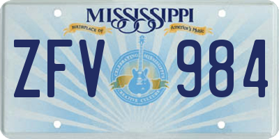MS license plate ZFV984