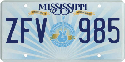 MS license plate ZFV985